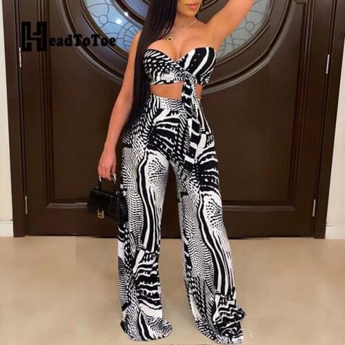 Colorblock Print Lace Up Hallow Out Fashion 2 Piece Set Women Sleeveless Slash Neck Navel Loose Two Piece Set Women