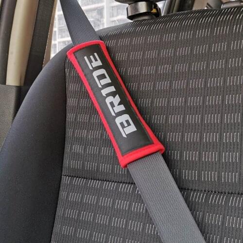 JDM Style BRIDE Embroidery Badge Soft Nylon Cloth Car Seat Belt Cover For Honda NISSAN TOYOTA SUZUKI Mitsubishi Car Accessories
