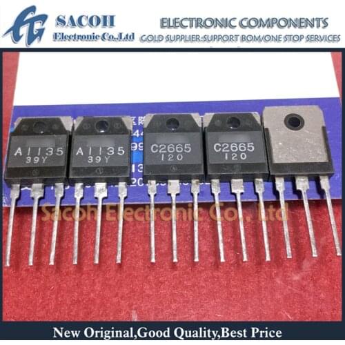 10Pairs 2SA1135 A1135 + 2SC2665 C2665 TO-3P 4A 80V Silicon NPN + PNP Power Transistor