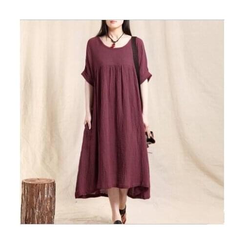 2020 Women Elegant Loose casual Dress Cotton Linen Boho Long Dress Vestidos Plus Size L- 5XL casual dress