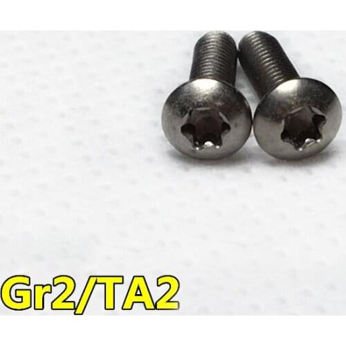 5Pcs M3*(5/6/8/10/12mm Length) TA2/GR2 Titanium Screw Torx& T&TX Round Head Bolt Six-Lobe Screws