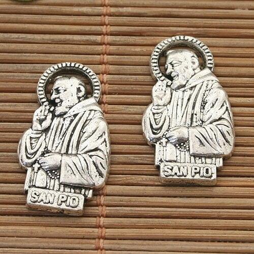 50pcs dark silver tone SAN PIO Father charm 25mm h3920