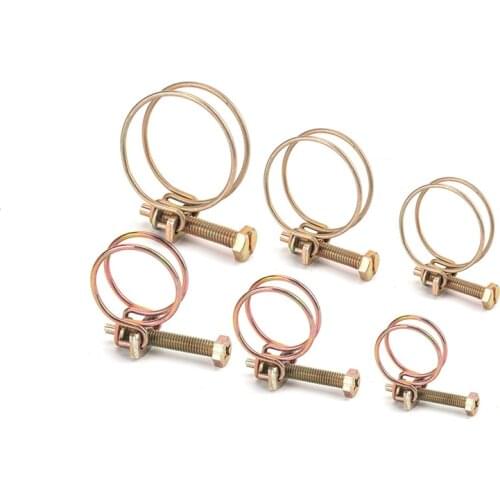 52pcs/box Adjustable Double Wire Hose Clamps Pipe Clip Screw Bolt Locking Kit 6 Size