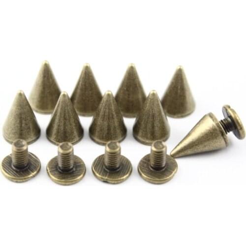 7mm*10mm Antique Brass Conical Metal Screw Back Spike Studs Punk Rock Rivets Nailheads Free Shipping Wholesale High Quality