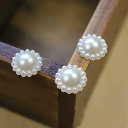 700pcs Wholesale Mix 9/12/20mm Size White Imitation Pearl Stone Half Round Flower Craft Art Scrapbooking 003001010