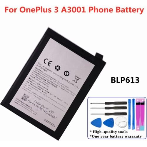 Original Battery BLP613 For OnePlus 3 A3001 Phone Battery 3000mAh Replacement Bateria + Tools