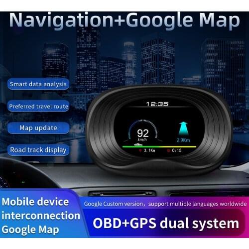 GPS Navigation Head Up Display HUD OBD2 Car Speedometer Security Alarm Water & Oil temp Overspeed Auto Electronics Accessories