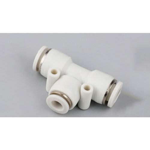White Fit 4/6/8/10/12/14mm OD PU Tube Equal/Reducer Tee 3 Ways Pneumatic Push In Connector Quick Release Air Fitting