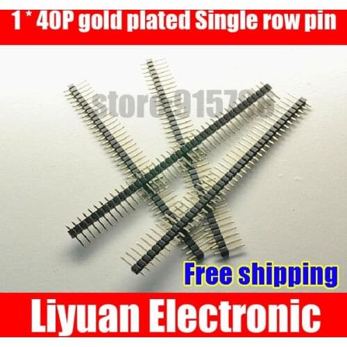 Free shipping Pitch 2.54MM / Single row pin / Row connector / Row needle / 1 * 40PIN / Yellow gold plated