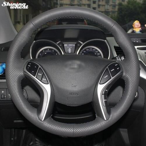 Shining wheat Hand-stitched Artificial leather Car Steering Wheel Cover for Hyundai Elantra 2011-2014 Avante I30