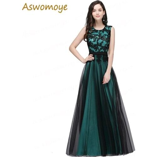 2019 Long Evening Dress Appliques a Line Prom Party Dress Sleeveless O-neck Side Hidden Zipper Formal Dresses Robe De Soiree