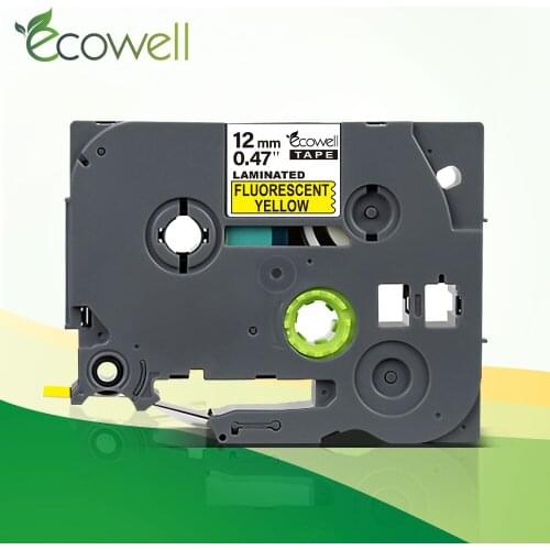Ecowell 1pcs Fluorescent Tapes TZe-C31 12mm*5m TZe C31 Laminated label cassette Black on Flu.Yellow for Brother p-touch printer