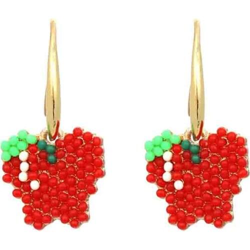 Korean Earrings 2021 Trend Piercing Fashion Jewelry New Gold Plated Long Cute Fruit Beads Earrings For Women Girls Gift