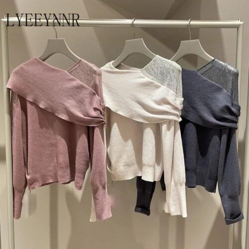 Женские пуловеры с открытыми плечами LYEEYNNR China At AliExpress