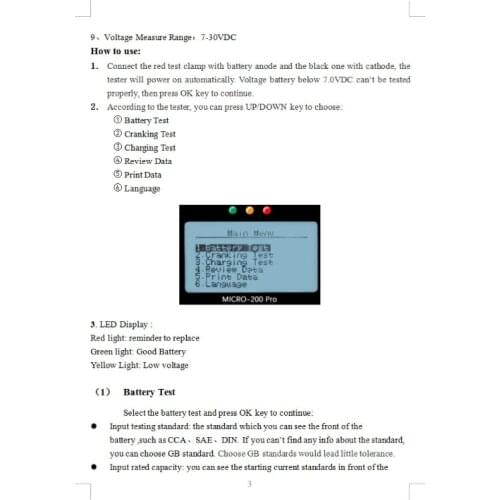 MICRO-200PRO Automobile Battery Tester Capacity Digital Car Load Discharge Part A0KF
