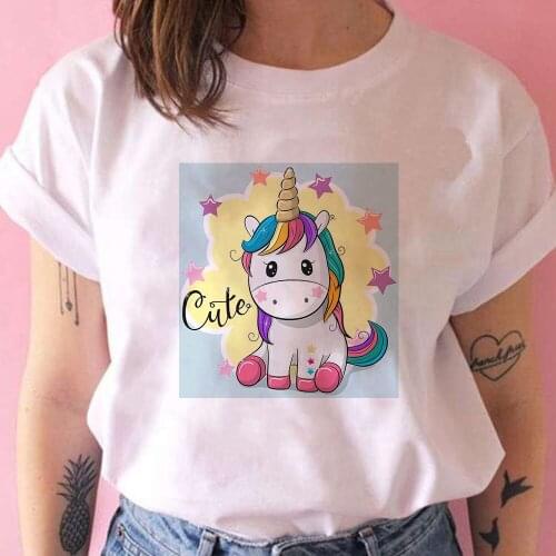 Cute UnicornGraphic Womens T Shirts Casual Popular Breathable Short Sleeve Vetement Feminino Breathable Y2k Fashion Clothing