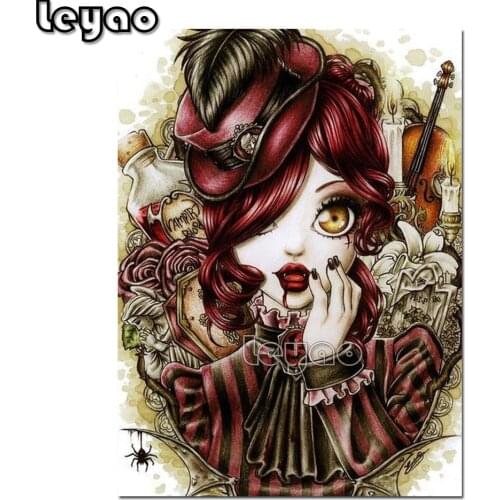 Cartoon girl big eyes Diamond Painting Full Square vampire girl Diamond Embroidery Sale Home Decor Gift Cross Stitch Kits