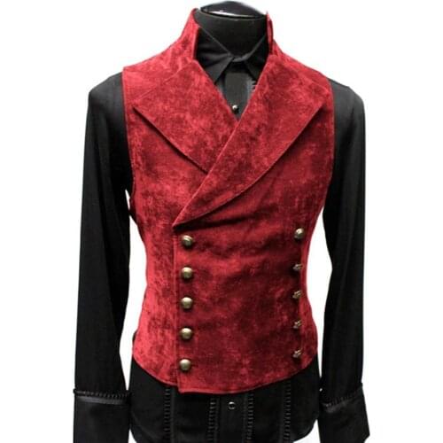 Casual Men Blazer Waistcoat Stand Collar Polyester Fashion Suit Vest Solid Color Double Breasted Slim Formal Vest Coat