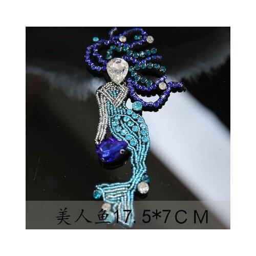 Mermaid beaded patches applique patches for clothing fabric patch sewing accessories parches bordados embroidered patches