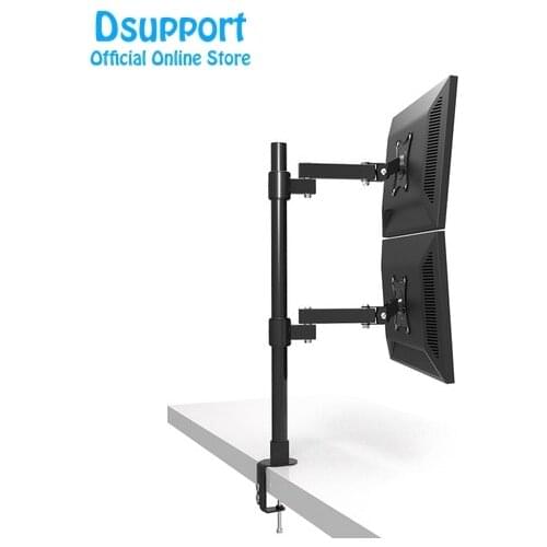Desktop Clamping 13-27" Dual Screen Monitor Holder Long Arm Monitor Mount Retractable Rotation LCD TV Mount Rack Arm Base