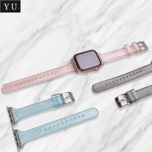 New Transparent shiny Band for Apple Watch Series 5 4 3 2 Strap Bracelet bands for iWatch 38/40/42/44mm Watchband Accessories