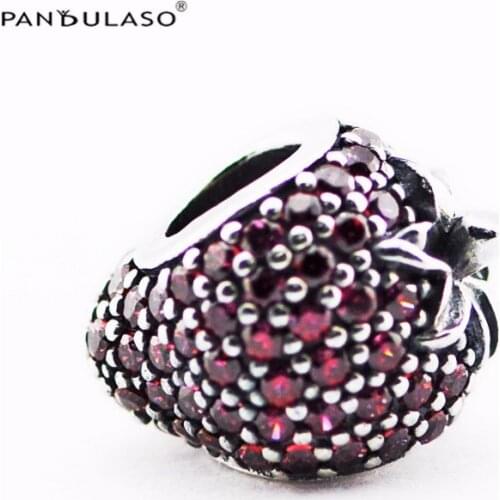 Pave Strawberry Charm 925 Silver Original Beads For Jewelry Making For European Woman Bracelets DIY Sterling Silver Beads