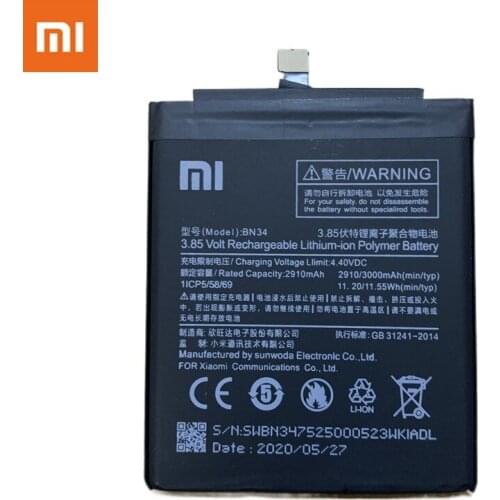 Xiao Mi Original BN34 3000mAh Battery for Xiaomi Redmi 5A Phone Replacement Batteries