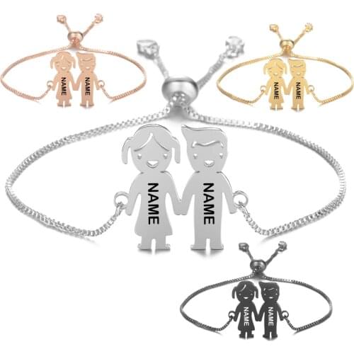 Customized Baby Boy Girl Bracelet Engraved Name Date Adjustable Bangles For Child Birthday Family Gifts SL-128