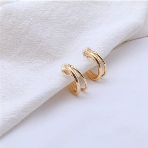 Simple metal earclip retro temperament earrings French small earring female earrings without ear holes