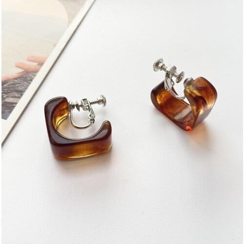 Retro Style Geometry Clip On Earring No Hole Ear Clips Colourful Earring Without Piercing Minimalist Earrings Jewelry CE917M