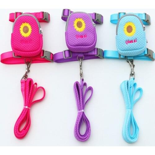 Embroidery Dual-use Dog Harness And Leash Lovely Pet Backpacks Candy Colors Snack Bags For Chihuahua Yorkies Outdoor Playing 10E