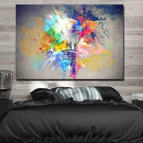 SELFLESSLY Modern Colorful Light Bulb Canvas Painting Home Decoration Art Poster Wall Pictures For Living Room Abstract Art