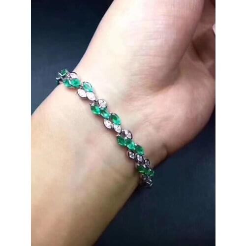 The Best engagement Gift 925 sterling silver Fine jewelry Emerald Bracelet Natural And Real Emerald Bracelet