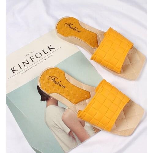 Summer New Style Square Toe Flat Sandals Fashion Candy Color Womens Shoes Outdoor Open Toe Beach Slippers Plus Size 40