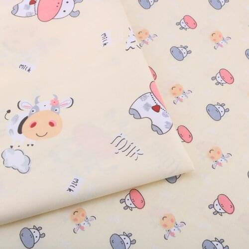 Haisen,Yellow Cartoon Printed Twill Cotton Fabric,DIY Quilting Sewing For Baby&Child Sheet,Pillow,Toys cloth Material Half Meter