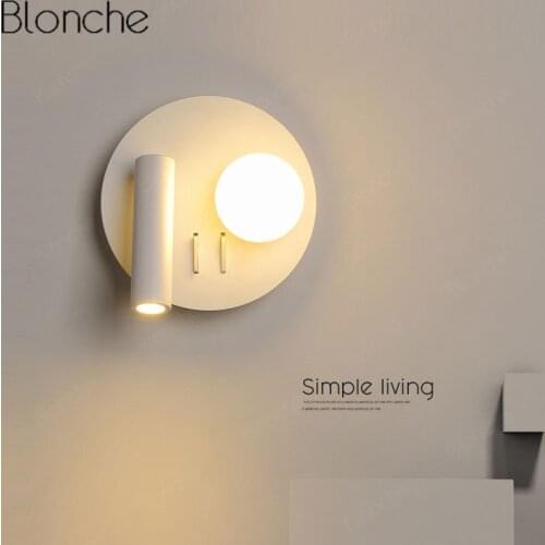 Nordic Modern Wall Light Minimalist Wall Lamp Bedroom Bedside Mirror Light Rotated with Switch Indoor Lighting Wall Sconce 220V