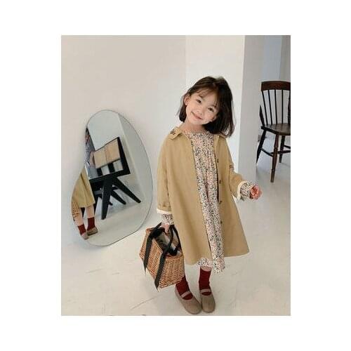 Baby Girls Windbreaker Coats 2020 Autumn Winter New Childrens Girls Solid Long Khaki Windbreaker Princess Coats Trench Outwear