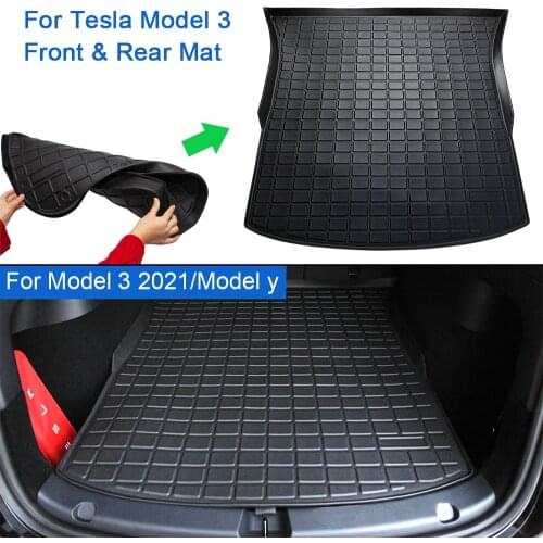 Waterproof for Tesla Model 3 2021/ Model Y TPE Car Front Rear Trunk Storage Mat Protective Pad Trunk Mat