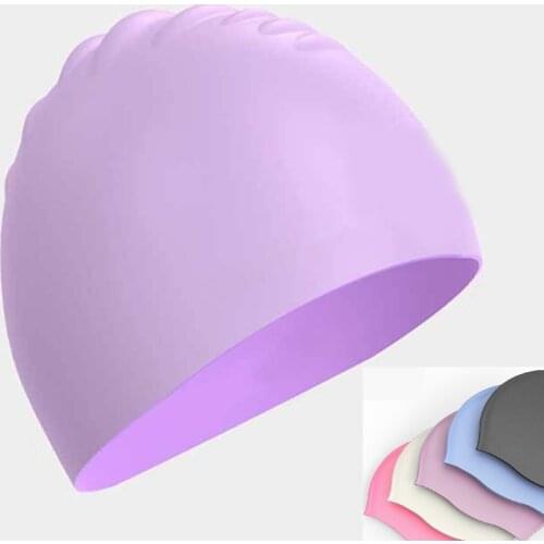 New Women Fabric Swimming Cap Protect Long Hair Ears Pleated Flowers Printed Swim Pool Caps Hat Plus Size For Women Men Swimwear