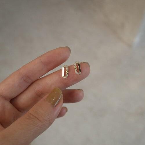 Cute Female Crystal Hollow Small Earrings 925 Sterling Silver Gold Stud Earrings For Women Simple White Zircon Wedding Earrings