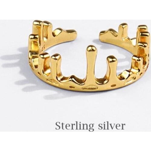 Sole Memory Mini Castle Cute Crown 925 Sterling Silver Female Resizable Opening Rings SRI749