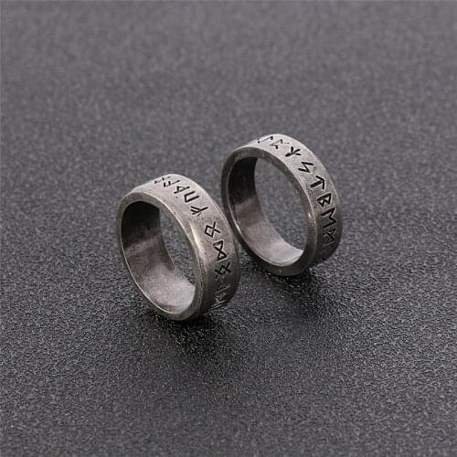 Punk Vintage Style Antique Retro Male Jewelry Viking Ring Female Black Amulet Norse Rune Rings For Women Men Jewelry