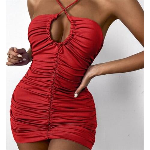 Forefair Women Spaghetti Strap Backeless Bodycon Bandage Dress 2021 Summer Female Fashion Hollow Out Elegant Party Dresses