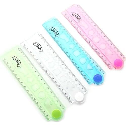 1PC 30cm Korean Flexible Folding Ruler Multifunction Plastic Drawing Rulers Office School Stationery Students Kids Gifts