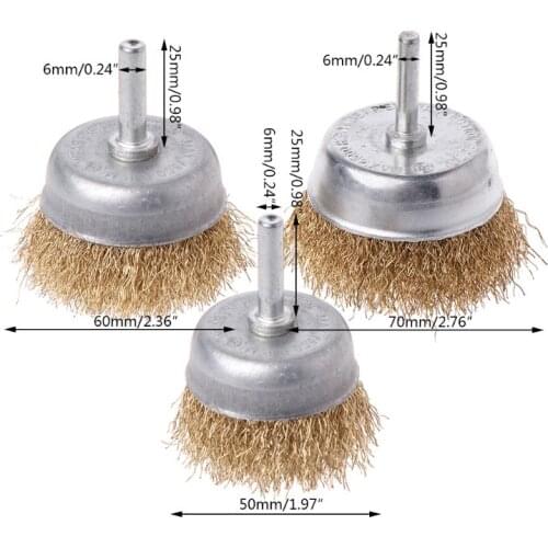 1 Pcs Bowl Wire Brush 6mm Shank Diameter Flat Steel Wire Wheel Electric Drill Grinding Mill Polish Wheel Derusting Tool Power To