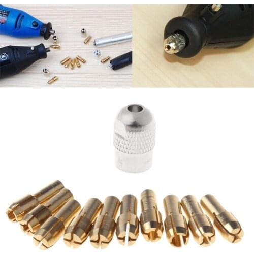 10Pcs Brass Drill Chuck Collet Bits For Rotary Tool 0.5-3.2mm 4.3mm Shank