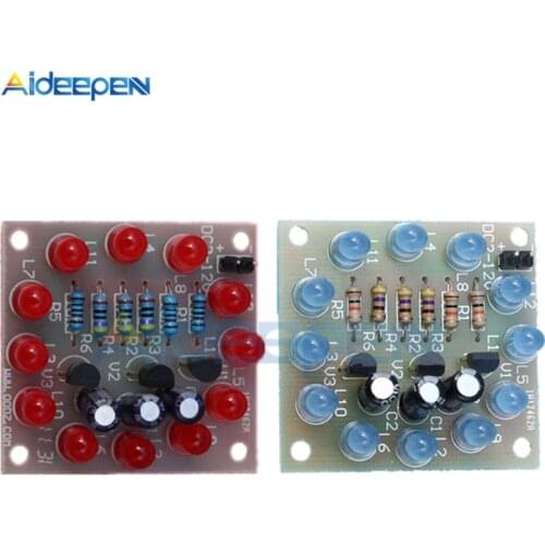 12Pcs/set LED Flash Circuit Light DIY Kit Perfect Electronic Circular Electronic LED Flash Red Blue