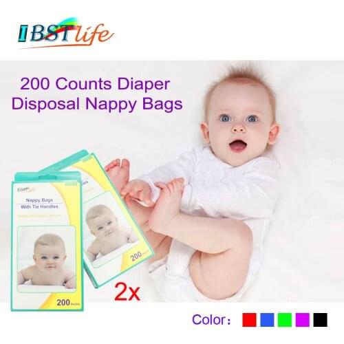 2X 100%Biodegradable 200Count Diaper Disposal Nappy Bag Baby Diaper Collection Diaper Sacks Garbage Bag Baby Diaper Storage Bags