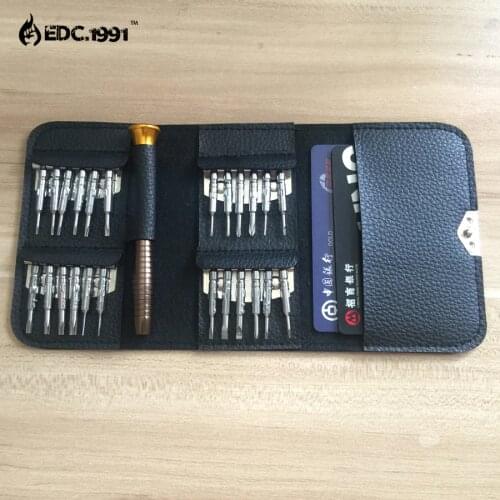 Outdoor camping 25 in1 Portable Multifunction Mini Precision Screwdriver Wallet Repair Tool Set EDC Tools Free shipping