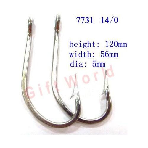 4pcs 7731 Size 14/0 Stainless Steel Ocean Big Fishing Hooks Sharpened Trolling Fish Hook Tackle